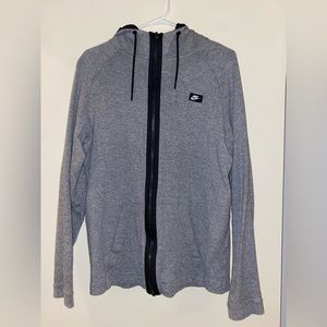 Nike Mens Fleece Full-Zip Hoodie Grey Size M